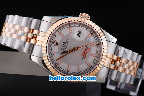 Rolex Datejust Oyster Perpetual Automatic Rose Gold Bezel with White Dial and Rose Gold Marking-Small Calendar - Click Image to Close